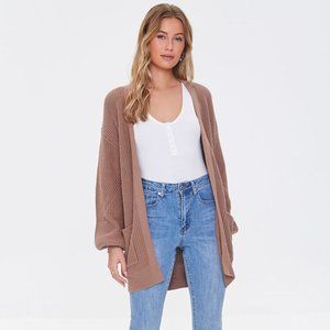 Taupe Open Front Cardigan Sweater